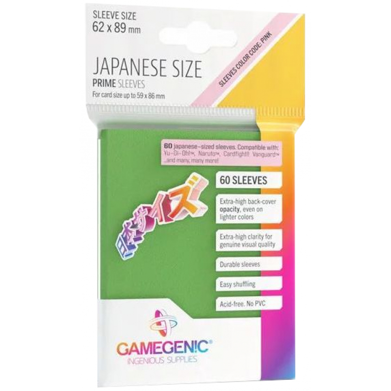 Gamegenic Prime Japanese Sized Sleeves Green - 60 Sleeves