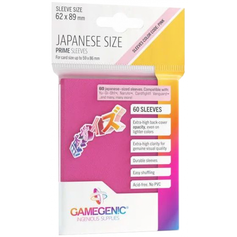 Prime Japanese Sized Sleeves Pink (60 Ct.)