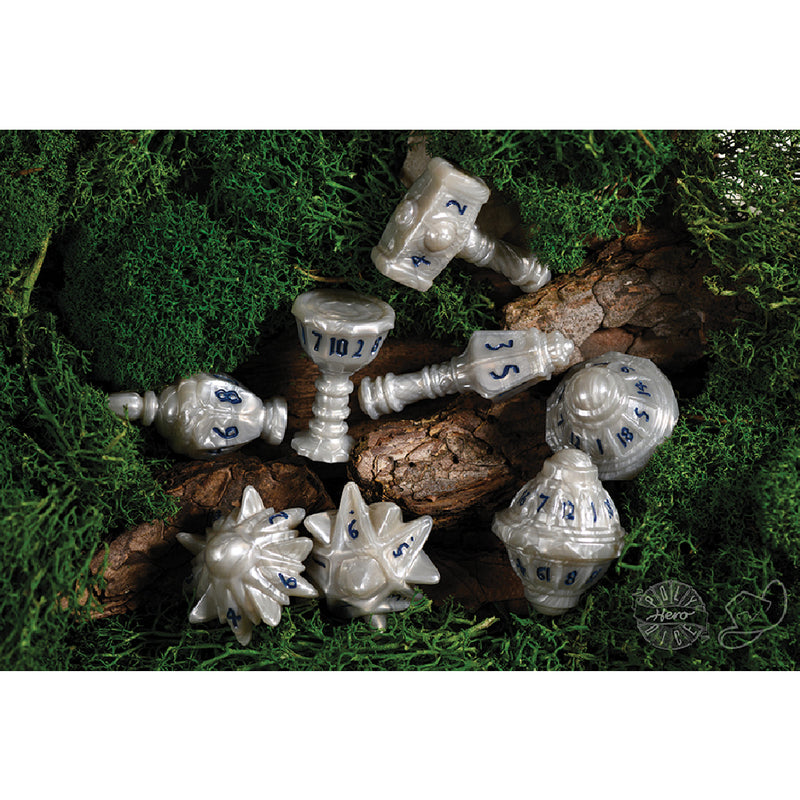 Polyhero dice cleric 8 dice set spirited steel