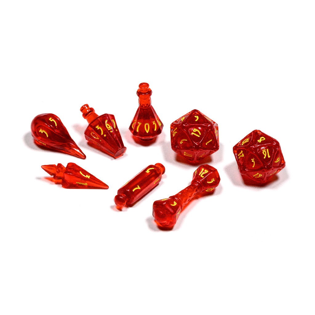 Polyhero dice wizard 8 dice set dragonfire