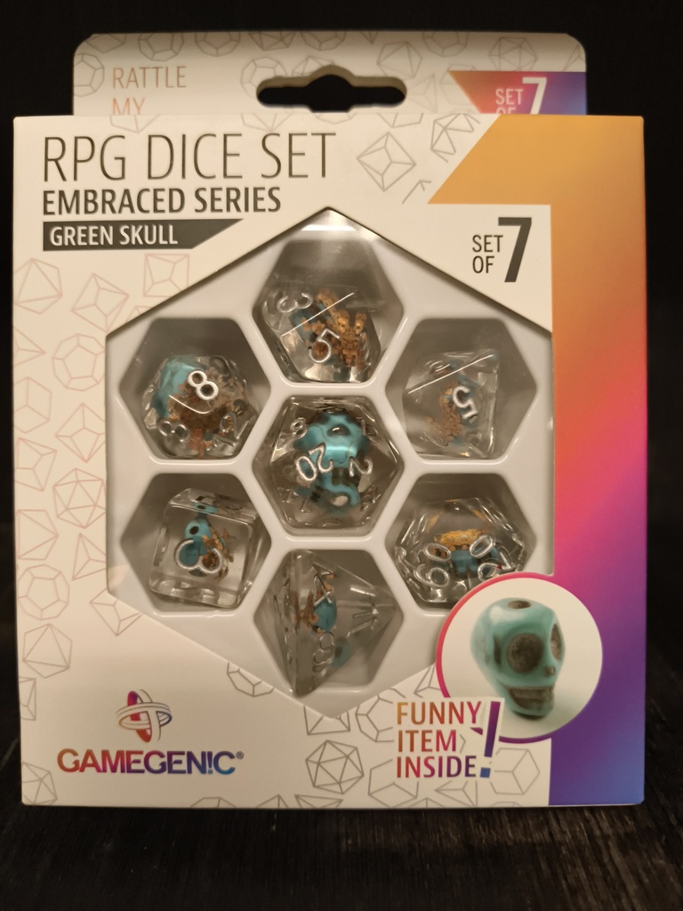 Gamegenic rpg dice set embraced serie / series 7-delige / 7 dice set green skull