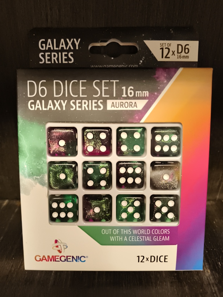 Gamegenic galaxy serie dobbelstenen 12-delig / 12 dice set 16mm aurora
