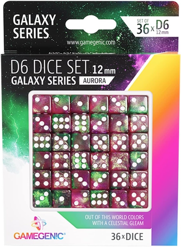Gamegenic galaxy serie dobbelstenen set 36x d6 12mm aurora