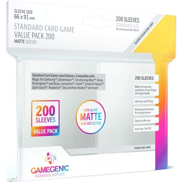 Standard Card Game Value Pack Matte Sleeves- Clear (200ct.)