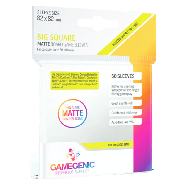 MATTE Big Square- Sized Sleeves: 82 X 82 Mm (50)
