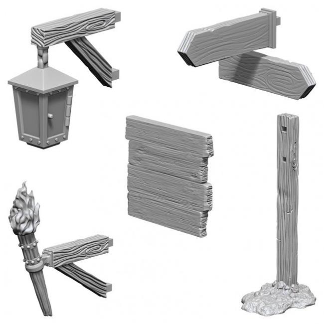 WizKids Deep Cuts Unpainted Miniatures: W10 Signs & Lights