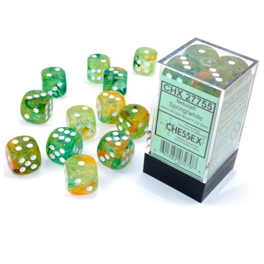 Chessex 16mm Dice Block: Nebula Luminary - Spring W/White (CHX27755)