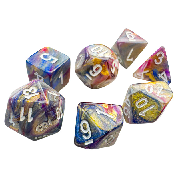 Chessex Manufacturing Mini Festive Carousel & White Dice Set - Set of 7