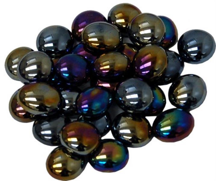 Chessex Manufacturing GlassStonesTube - Black Opal Iridized, Board Gaming Stone - 40 Piece