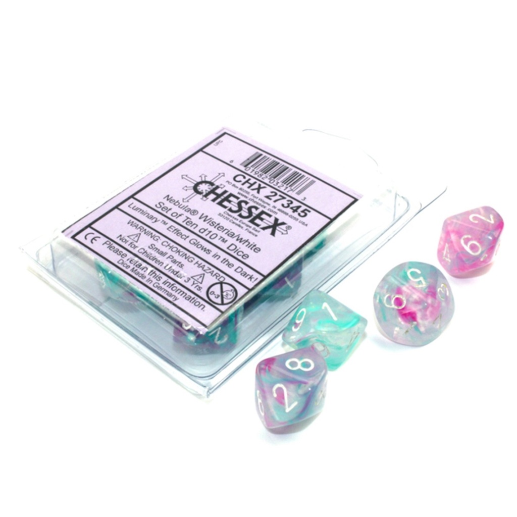 Chessex D10 Dice Set: Nebula Luminary - Wisteria W/White (10)