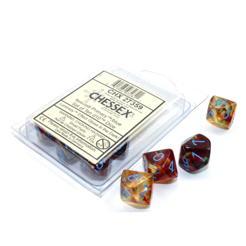 Chessex D10 Dice Set: Nebula Luminary - Primary W/Blue (10)