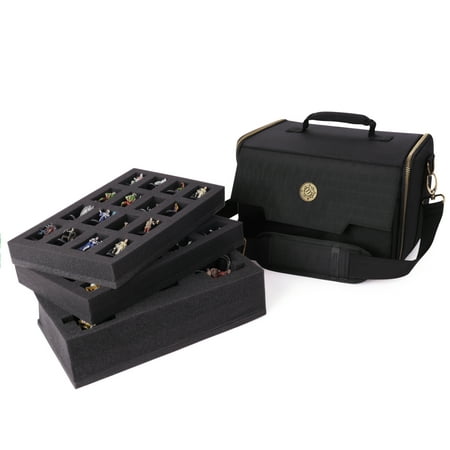 ENHANCE Miniature Figure Satchel Storage Case - Storage for 32 Minis & Customizable Foam Tray