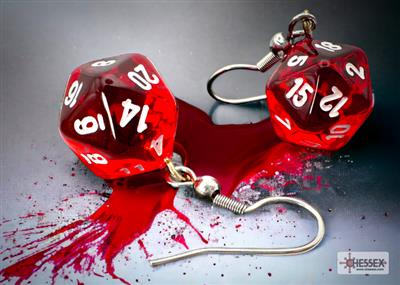 Chessex Hook Earrings Translucent Red Mini-Poly d20 Pair