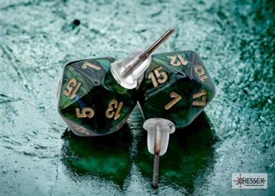 Chessex Stud Earrings Scarab Jade Mini-Poly d20 Pair