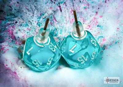 [BF-105895] Chessex Stud Earrings Translucent Teal Mini-Poly d20 Pair