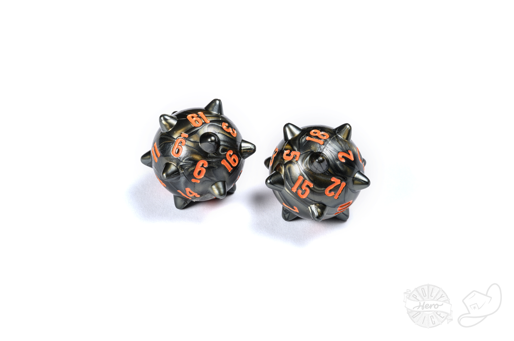 PolyHero Warrior 2d20 Spiked Balls Steel Grey