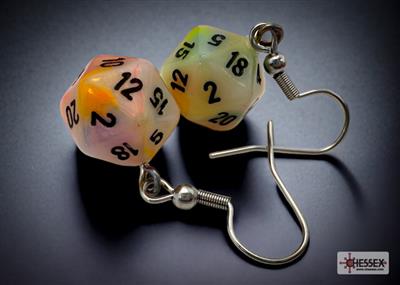 [BF-105887] Chessex Hook Earrings Festive Circus Mini-Poly d20 Pair