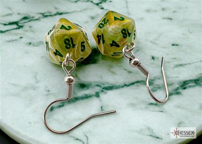 [BF-105884] Chessex Hook Earrings Marble Green Mini-Poly d20 Pair