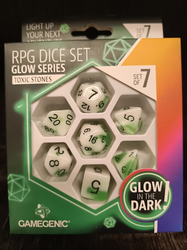 [Gamegenic rpg dice set glow serie / series 7-delige / 7 dice set toxic stones glow in the dark] Gamegenic rpg dice set glow serie / series 7-delige / 7 dice set toxic stones glow in the dark