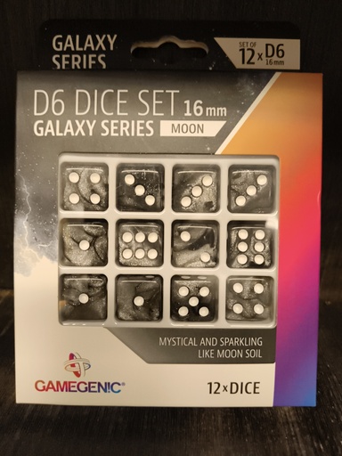 [Gamegenic galaxy serie dobbelstenen 12-delig / 12 dice set 16mm moon] Gamegenic galaxy serie dobbelstenen 12-delig / 12 dice set 16mm moon