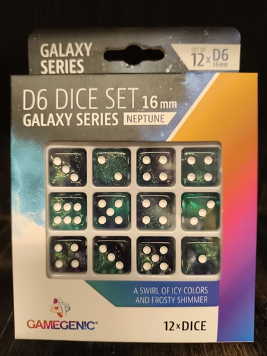 [Gamegenic galaxy serie dobbelstenen 12-delig / 12 dice set 16mm neptune] Gamegenic galaxy serie dobbelstenen 12-delig / 12 dice set 16mm neptune